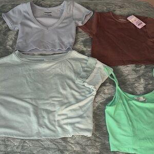 Mixed Crop Tops Bundle - Lavender, Mint, Rust, Light Blue